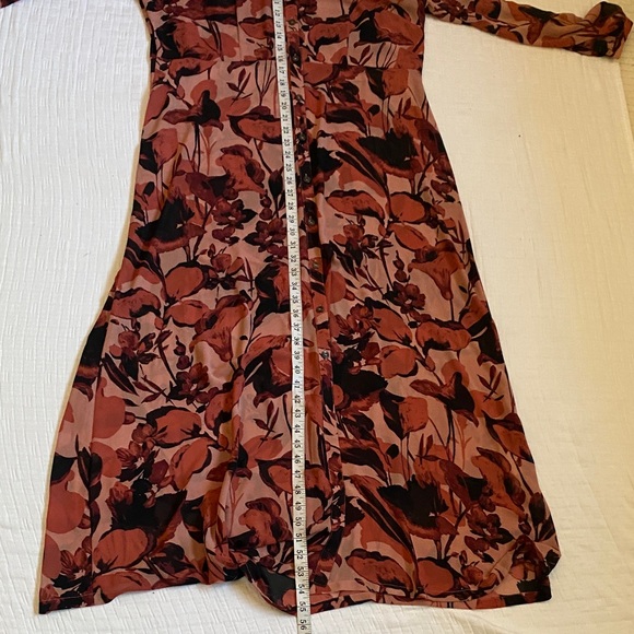 SOFT SURROUNDING Floral Pink and Black Long Shirtdress - Picture 9 of 11